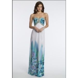 CACHET USA designer chiffon bias and rhinestone gown